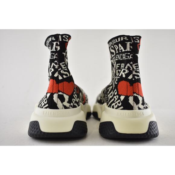 Balenciaga Women's Speed Sock Trainer White Black Red Paris Runner Sneakers 36 - Picture 10 of 11